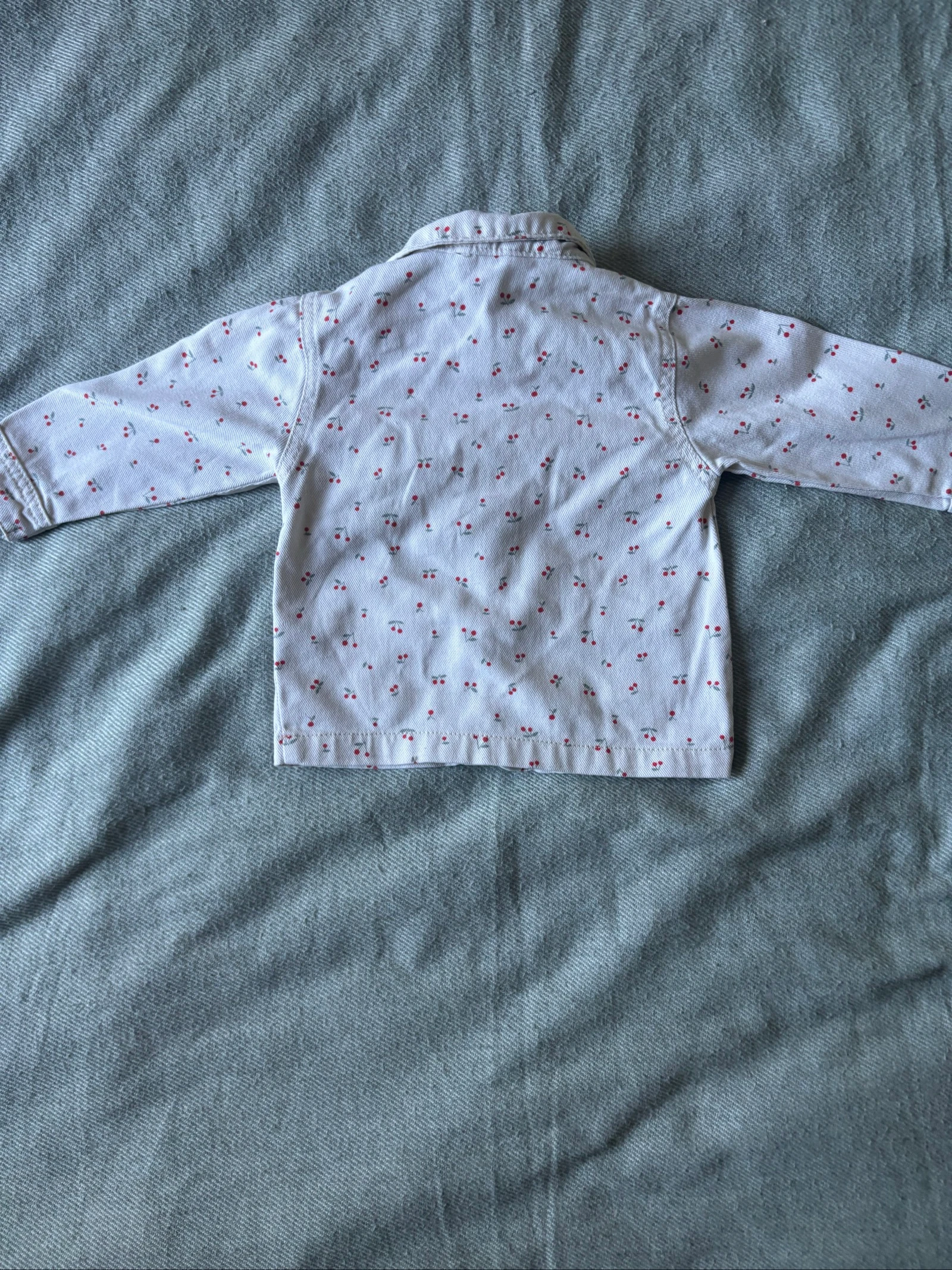 184/ Cream Cherry Print Denim Jacket - Zeeman - 12 months - 74 cm – photo 5